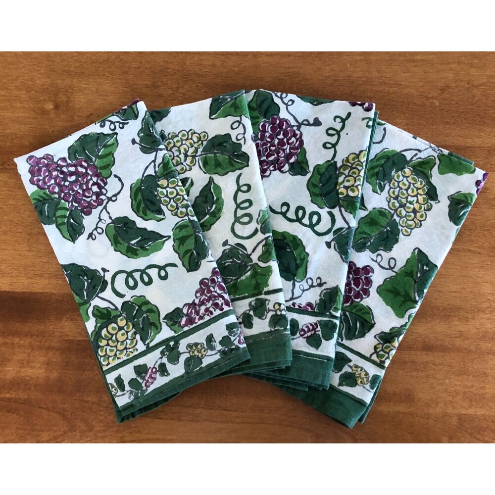 Pomegranate Napkins Set of 4 Vineyard Grapes 20x20" Cotton India